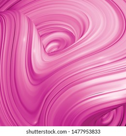 Square background with pink abstract twisted shape in motion. Illustration of 3D rendered flow digital art - Vector
