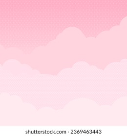 square background of pink clouds and sky