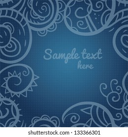 Square background with a place for text. Frame made of abstract doodles. Vector illustration. EPS 10