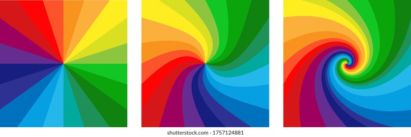 Square background with rainbow colored spirals