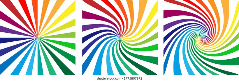 Square background with rainbow colored spirals