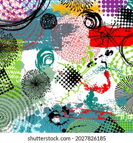 The square background is smeared with paint. Vector illustration