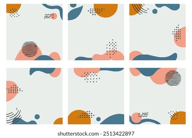 square background vibrant colors and a variety of abstract shapes, such as circles, lines, and dots. Perfect for modern design projects, social media graphics, or as a decorative element