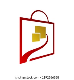Square bag Online shop vector logo for business