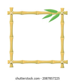 Square Bamboo frame. Blank pattern for summer single, vector object isolated on white background