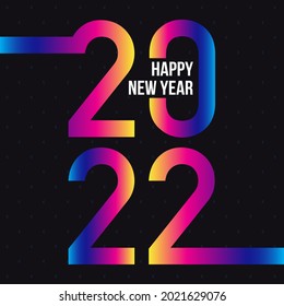 Square banner 2022 gradient on black background. Concept New Year and Christmas 