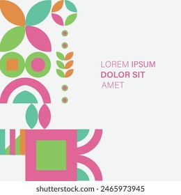 Square banner abstract flat colorful mosaic background illustration