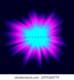 Square banner with abstract neon gradient Y2k spot, splash, flash, explosion, star. Empty blur cosmic background. Vector illustration EPS10