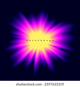 Square banner with abstract neon gradient Y2k spot, splash, flash, explosion, star. Empty fluid blur neon cosmic background. Vector illustration EPS10