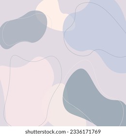 Square banner with abstract spots and lines in pastel colors. Header image with space for text. vector image illustrator EPS10