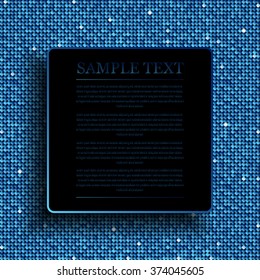 Square banner or background with blue sequins, glitters, sparkles, paillettes. Disco party light music with shiny sequins. Blue dots glitter texture. Metallic glowing cloth. Bright wall. Repeat.