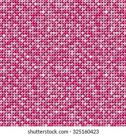 Square banner or background with pink sequins, glitters, sparkles, paillettes. Disco party light music with shiny sequins. Pink dots glitter texture. Metallic glowing cloth. Bright wall. Repeat.