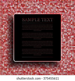Square banner or background with red sequins, glitters, sparkles, paillettes. Disco party light music with shiny sequins. Red dots glitter texture. Metallic glowing cloth. Bright wall. Repeat.