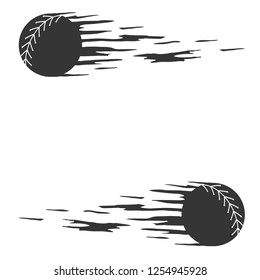 Square banner design with two softballs in motion.