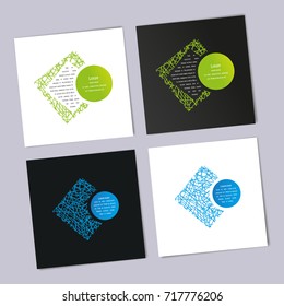 Square banner, flyer with a color gradient circle and chaotic line frame for your text.