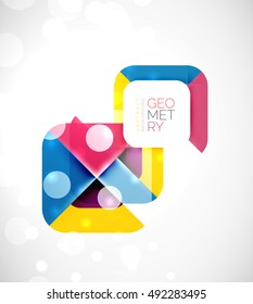 Square banner geometric template, vector