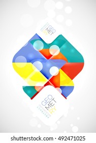 Square banner geometric template, vector