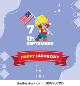 It is square banner for the great labor day of USA on 7th September. Labor character have been added with is easily editable. As it is square banner, it is perfect for any social media platforms.