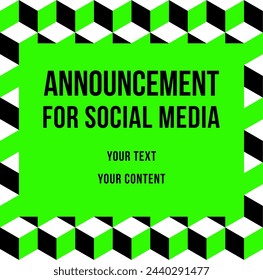 Square banner green template. Social media editable content design template with copyspace for your announcement or message.