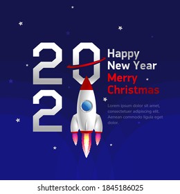 Square banner Happy New Year and Merry Christmas 2021 