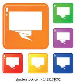 Square banner icons set collection vector 6 color isolated on white background