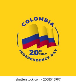 Square Banner illustration of Colombia independence day celebration. Waving flag and hands clenched. Vector illustration.