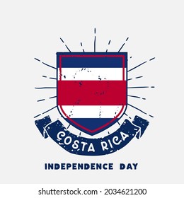 Square Banner illustration of Costa Rica independence day celebration. Waving flag and hands clenched. Vector illustration.