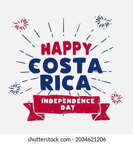 Square Banner illustration of Costa Rica independence day celebration. Waving flag and hands clenched. Vector illustration.