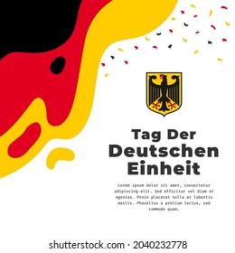 Imagen de Square Banner de la celebración del Día de la Unidad Alemana. Traducción: Día de la unidad alemana. Bandera ondeando y las manos apretadas. Ilustración del vector