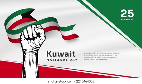 Square Banner illustration of Kuwait independence day celebration with text space. Vector illustration.