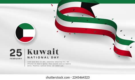 Square Banner illustration of Kuwait independence day celebration with text space. Vector illustration.