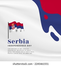 Square Banner illustration of Serbia independence day celebration with text space. Vector illustration.
