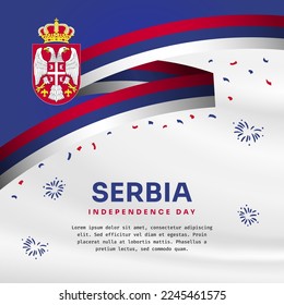 Square Banner illustration of Serbia independence day celebration with text space. Vector illustration.