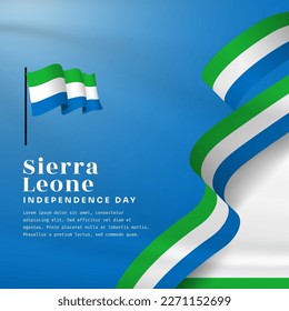 Square Banner illustration of Sierra Leone independence day celebration with text space. Vector illustration.