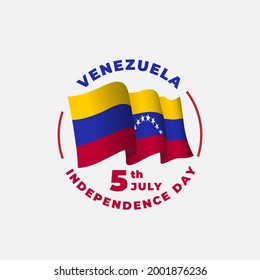 Square Banner illustration of Venezuela independence day celebration. Waving flag and hands clenched. Vector illustration.
