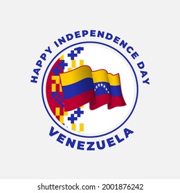 Square Banner illustration of Venezuela independence day celebration. Waving flag and hands clenched. Vector illustration.