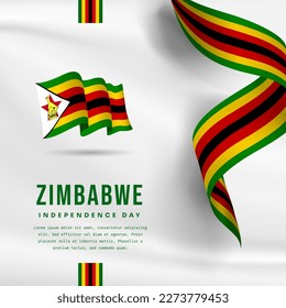 Square Banner illustration of Zimbabwe independence day celebration with text space. Vector illustration.