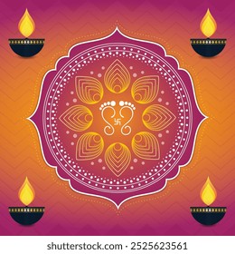 Square banner for Indian festival of lights called Diwali, it can be used in social media, greeting card etc. All Indian says "Happy Diwali" to each other on this occasion. 