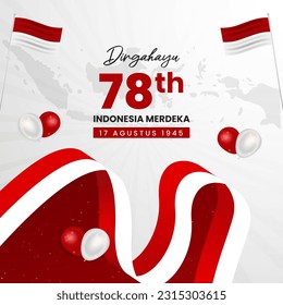 Square banner of Indonesia Independence Day August 17th and 78th Indonesia independence illustration