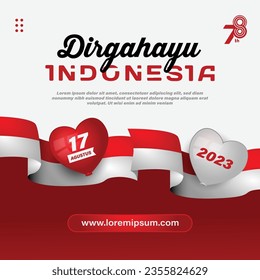 Square banner of indonesia independence day template concept