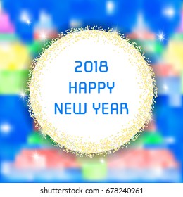 A square banner with the inscription: Happy New Year. 