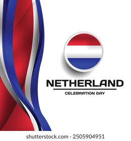 Square banner Netherlands with abstract wave template illustration