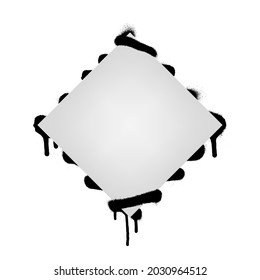 Square banner on graffiti background. Vector blank with aerosol stains