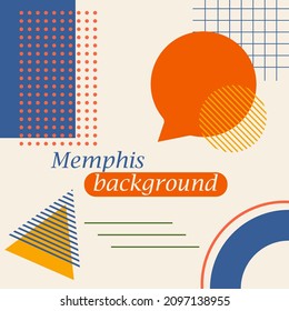 Square banner with place for text with memphis style elements
