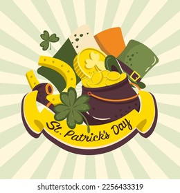 square banner saint patrick vector set of traditional saint patrick items