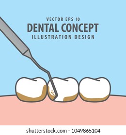 Square banner Scaling teeth illustration vector on blue background. Dental concept.