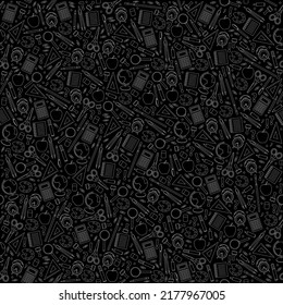 Square banner with a seamless image of contour school subjects. Back to school