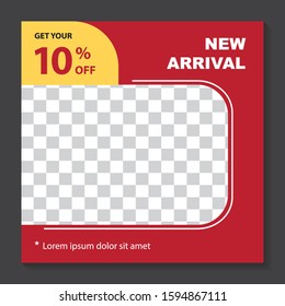 Square banner for social media post with red and yellow color
