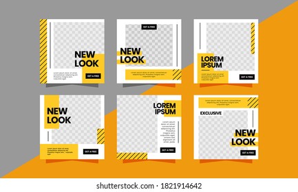 Square Banner Social Media Post. Set of Square Banner Template Design. with a modern Yellow and Black color scheme. Suitable for social media post, web internet ads, and Digital Marketing.