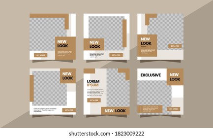 Square Banner Social Media Post. Set von Square Banner Template Design. mit einem modernen braunen und grauen Farbschema. Geeignet für Social-Media-Post, Web-Anzeigen und Digital-Marketing.